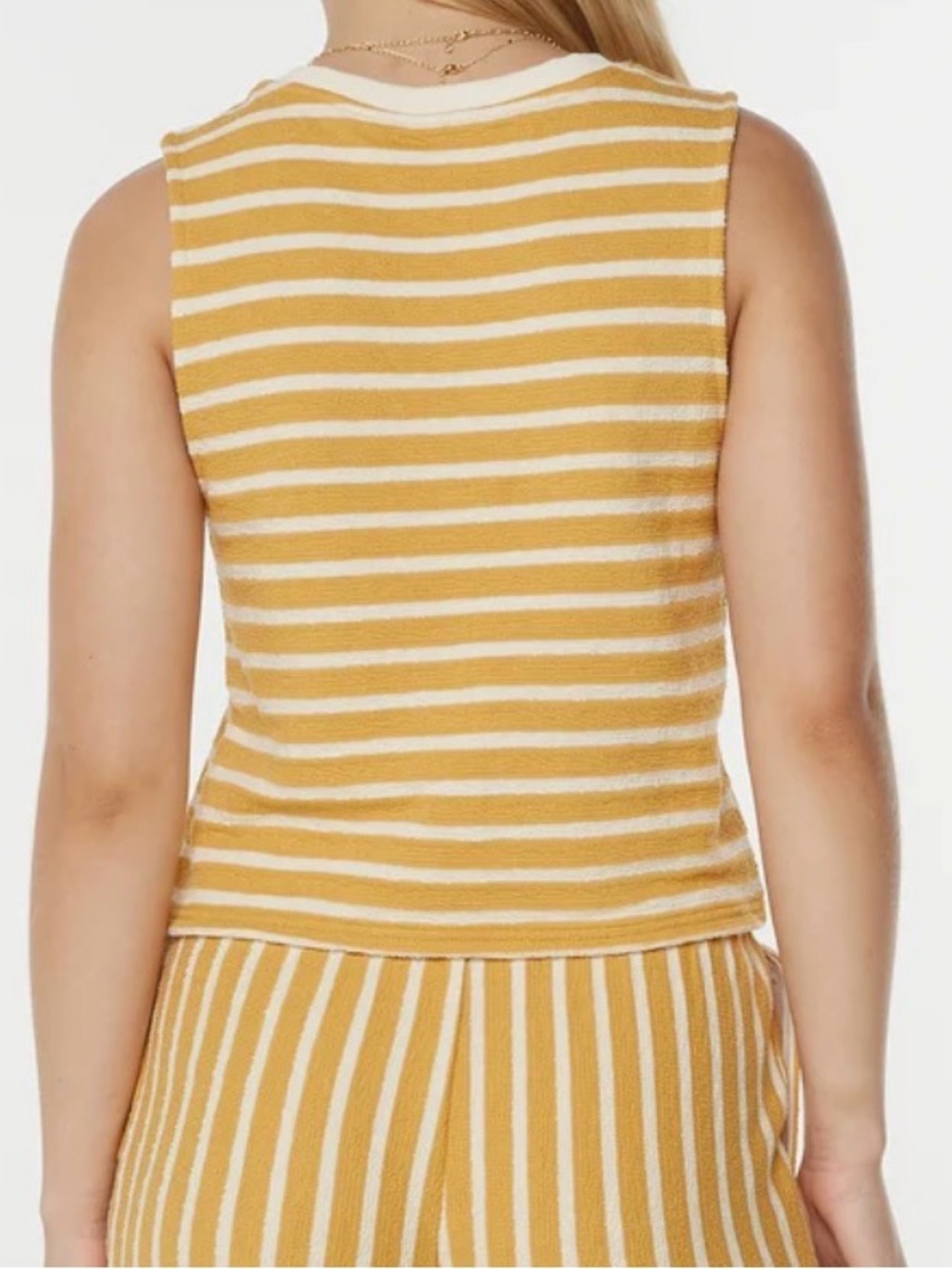 Roxy Mustard and White Striped Wide-Leg Crop Pants - Picture 2 of 9